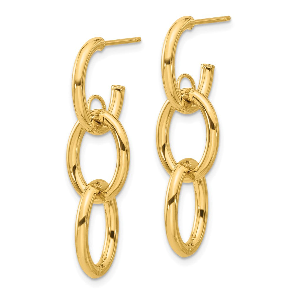14k Yellow Gold Polished Double Round Dangle Earrings