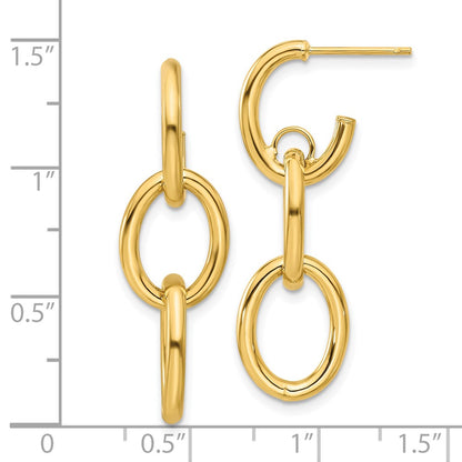14k Yellow Gold Polished Double Round Dangle Earrings