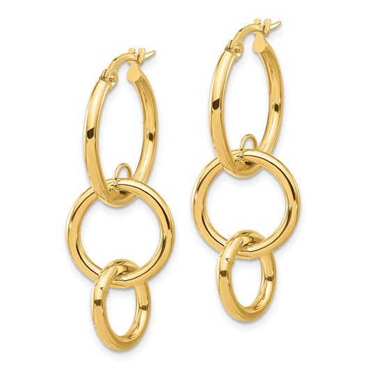 14k Yellow Gold Polished Double Round Hoop Earrings