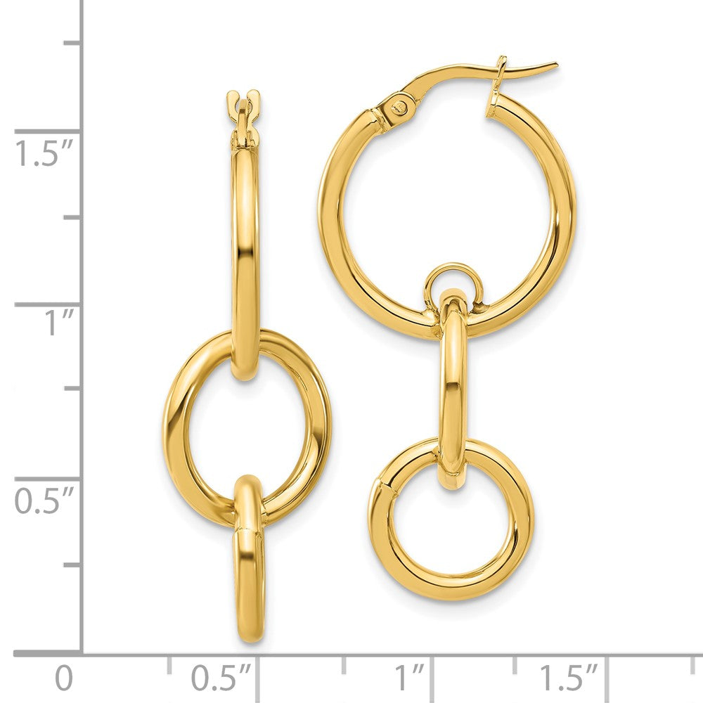 14k Yellow Gold Polished Double Round Hoop Earrings