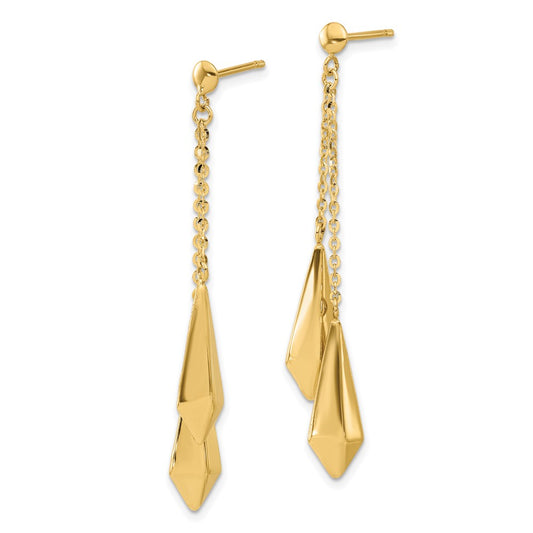 14k Yellow Gold Polished Post Dangle Earrings
