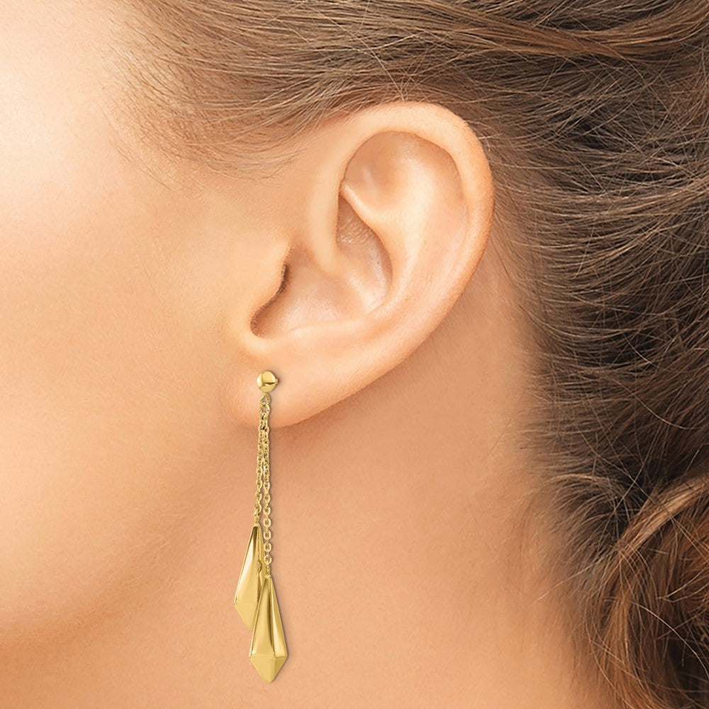 14k Yellow Gold Polished Post Dangle Earrings