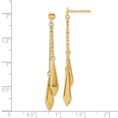 14k Yellow Gold Polished Post Dangle Earrings