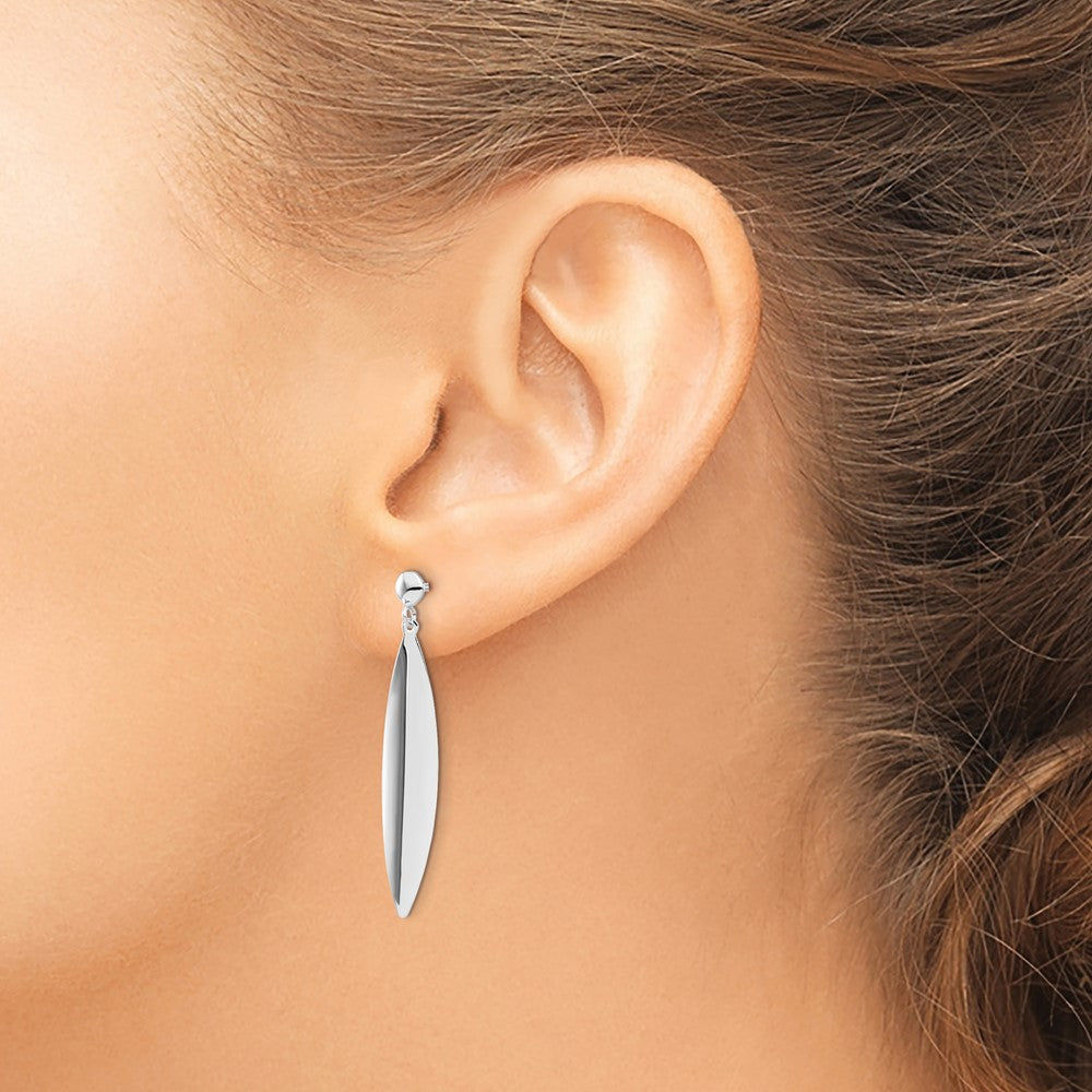 14K White Gold Polished Post Dangle Earrings