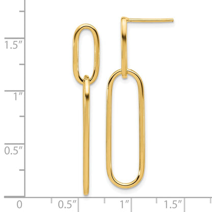 14k Yellow Gold Polished Post Drop Earrings