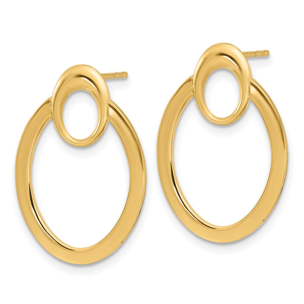 14k Yellow Gold Polished Oval Drop Stud Earrings