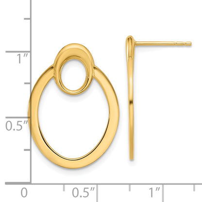 14k Yellow Gold Polished Oval Drop Stud Earrings