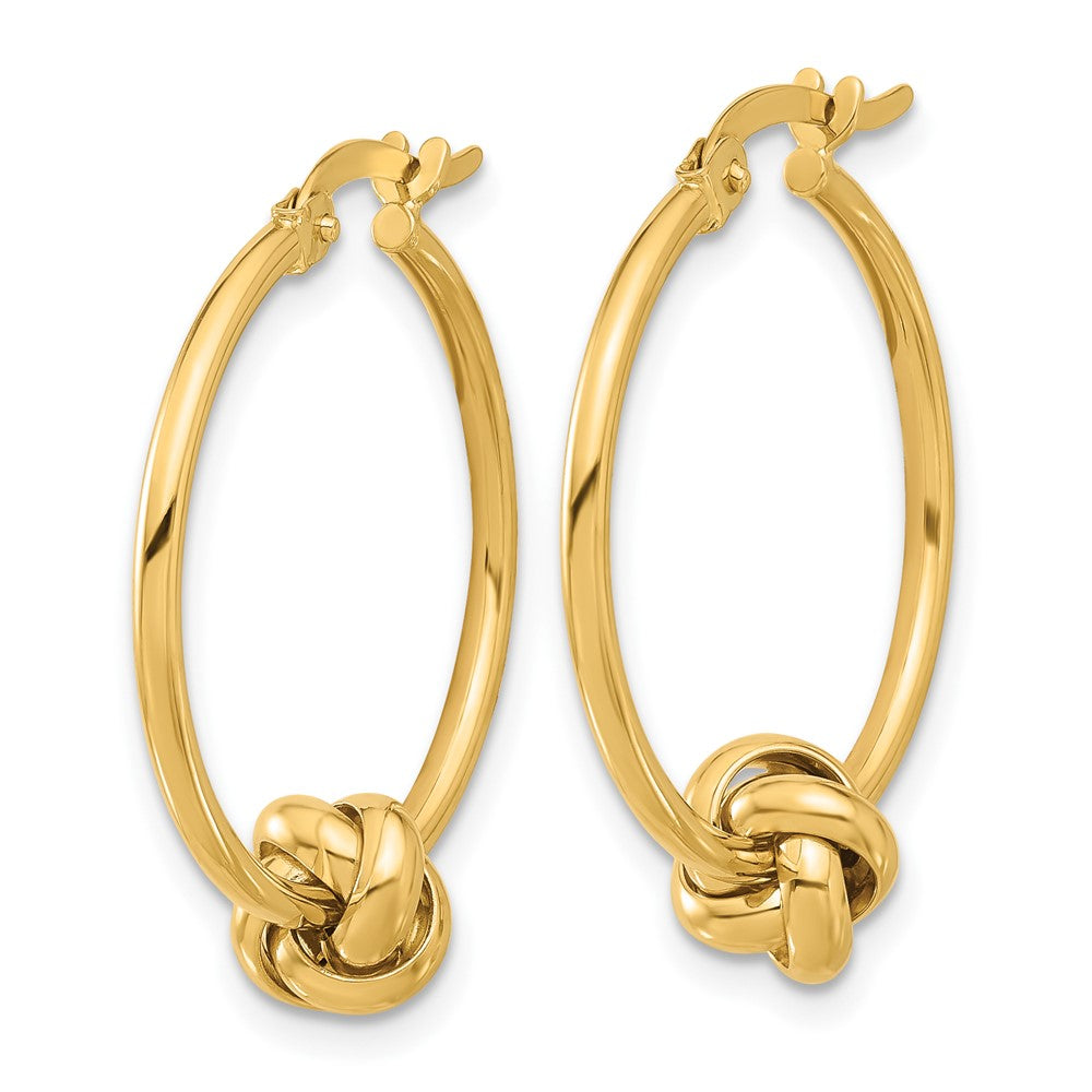 14k Yellow Gold Polished Knot Hoop Earrings
