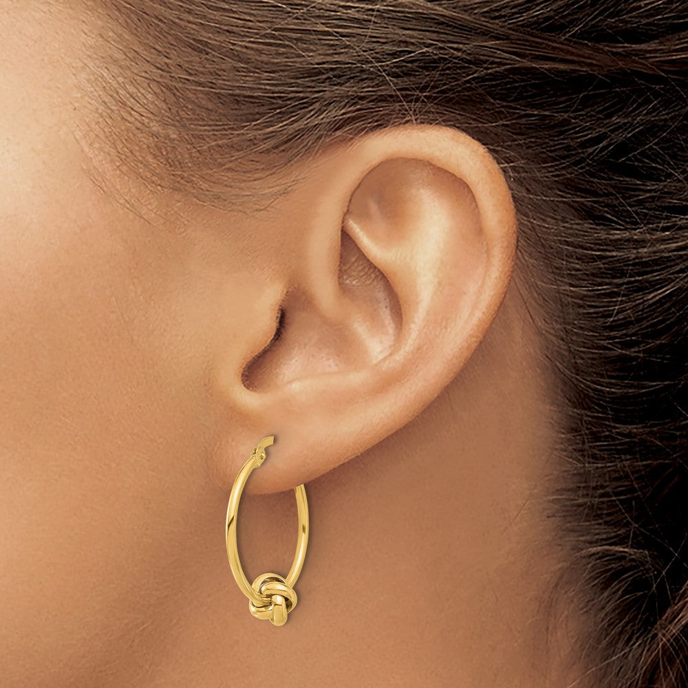14k Yellow Gold Polished Knot Hoop Earrings