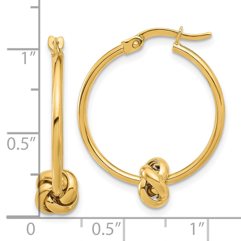 14k Yellow Gold Polished Knot Hoop Earrings