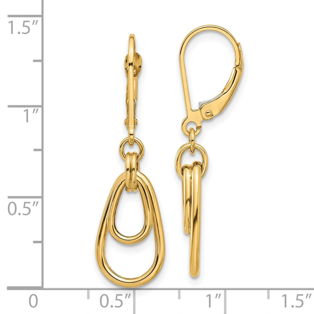 14k Yellow Gold Polished Teardrop Dangle Leverback Dangle Earrings
