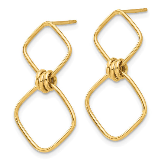 14k Yellow Gold Polished Dangle Earrings
