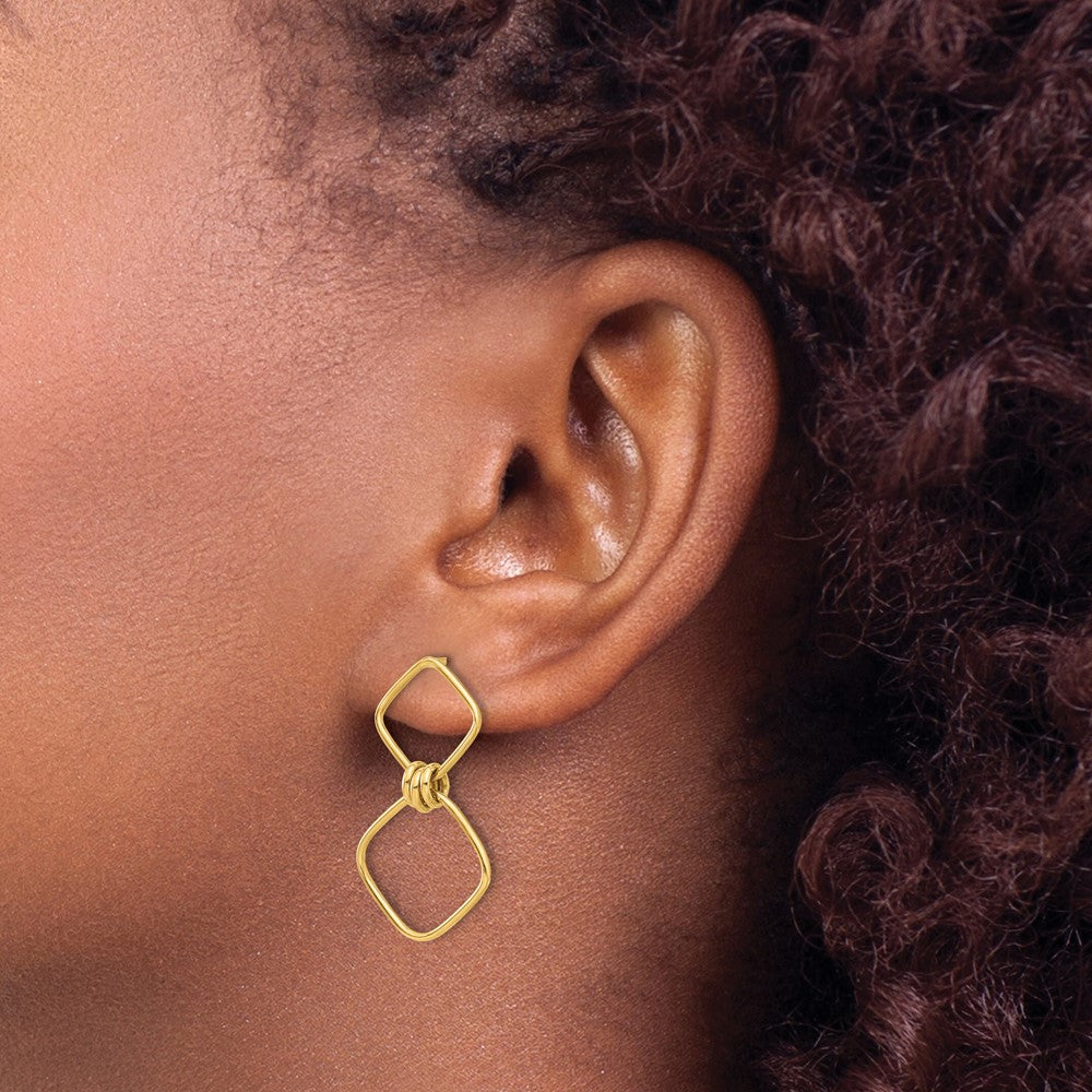 14k Yellow Gold Polished Dangle Earrings