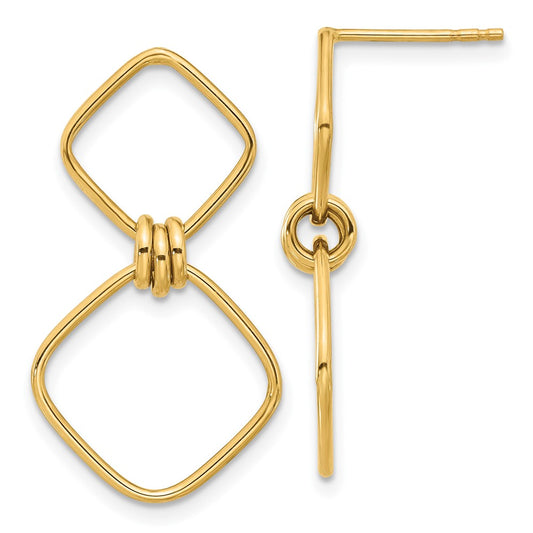 14k Yellow Gold Polished Dangle Earrings