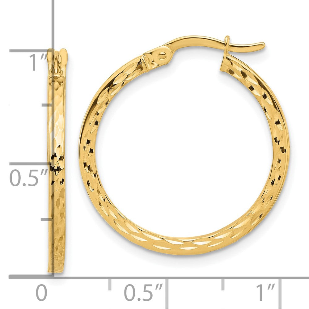 14k Yellow Gold Diamond-cut Hoop Earrings