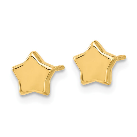 14k Yellow Gold Polished Stars Stud Earrings