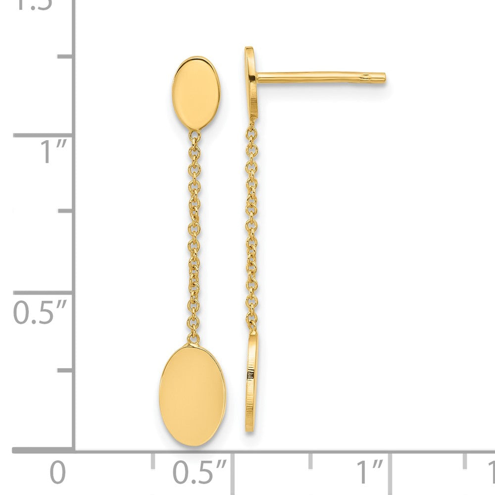 14k Yellow Gold Polished Oval Discs Dangle Earrings