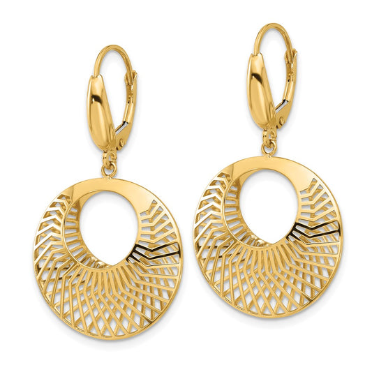 14k Yellow Gold Polished Hollow Dangle Earrings