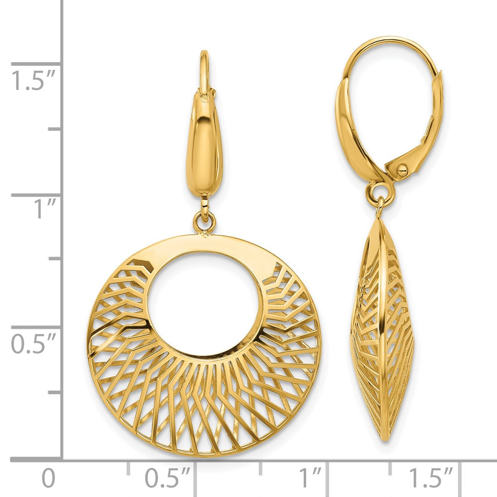 14k Yellow Gold Polished Hollow Dangle Earrings