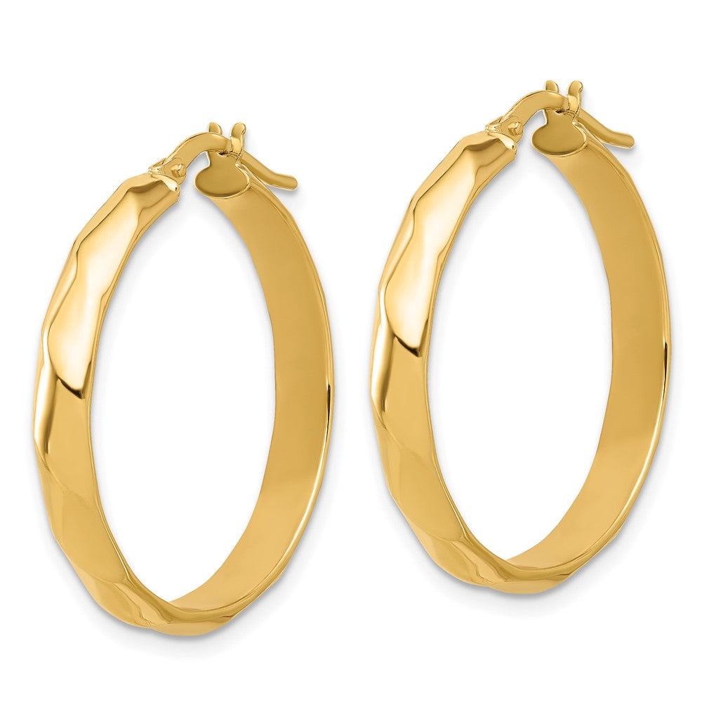 14k Yellow Gold Polished Twisted Round Hoop Earrings