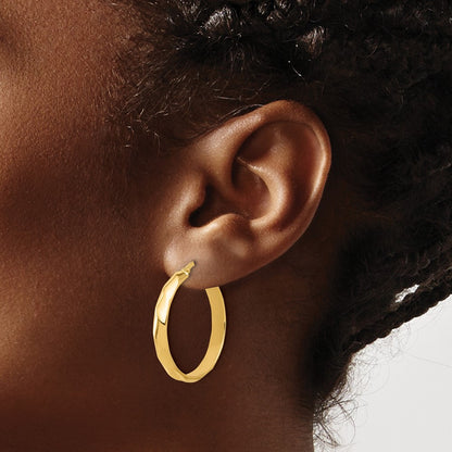 14k Yellow Gold Polished Twisted Round Hoop Earrings