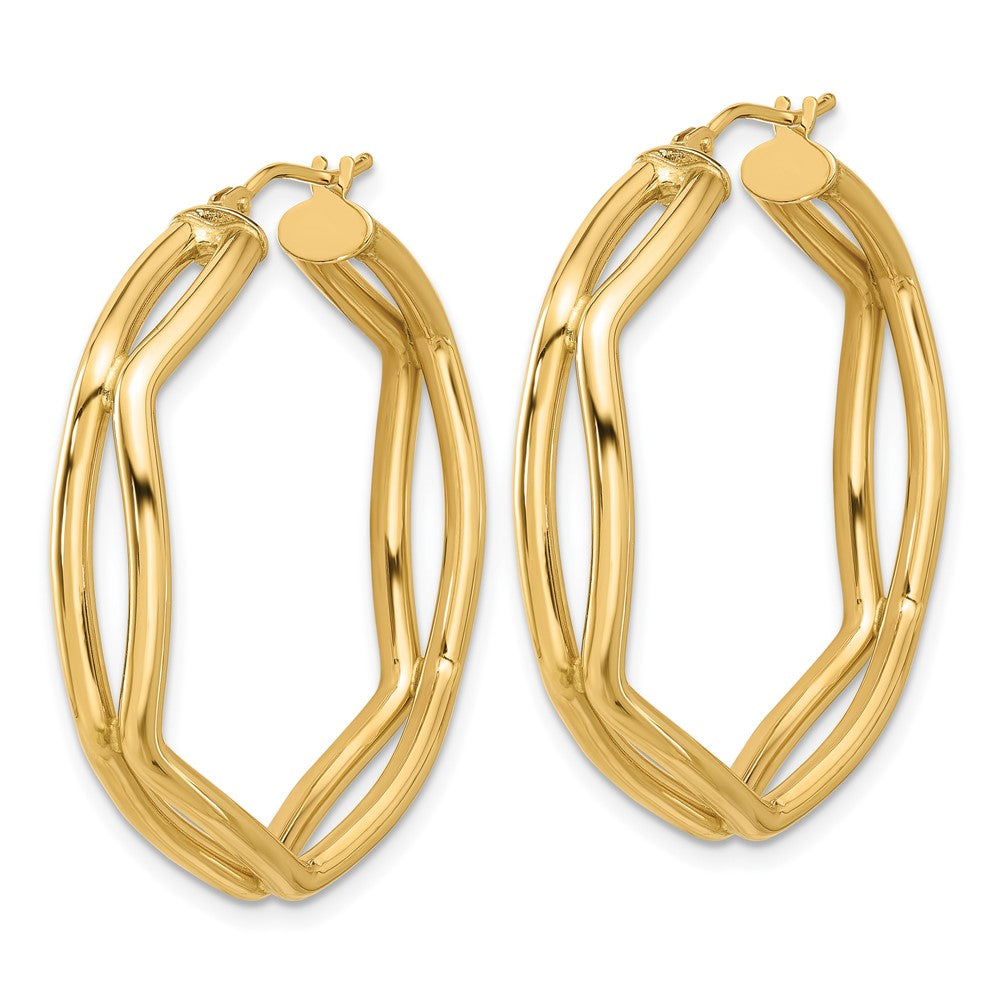 14k Yellow Gold Polished Geometric Hoop Earrings