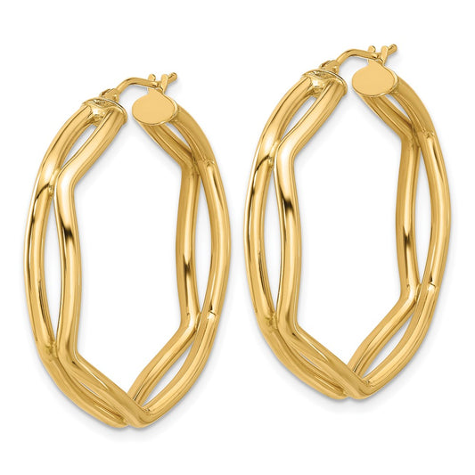 14k Yellow Gold Polished Geometric Hoop Earrings