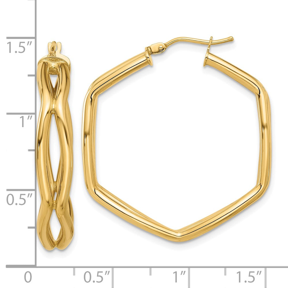 14k Yellow Gold Polished Geometric Hoop Earrings