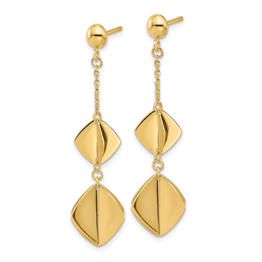 14k Yellow Gold Polished Fancy Dangle Earrings