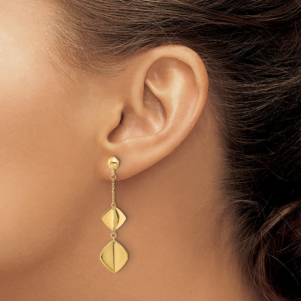 14k Yellow Gold Polished Fancy Dangle Earrings