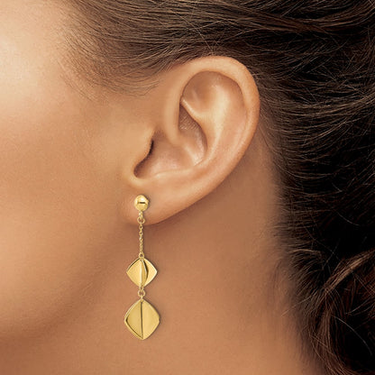 14k Yellow Gold Polished Fancy Dangle Earrings