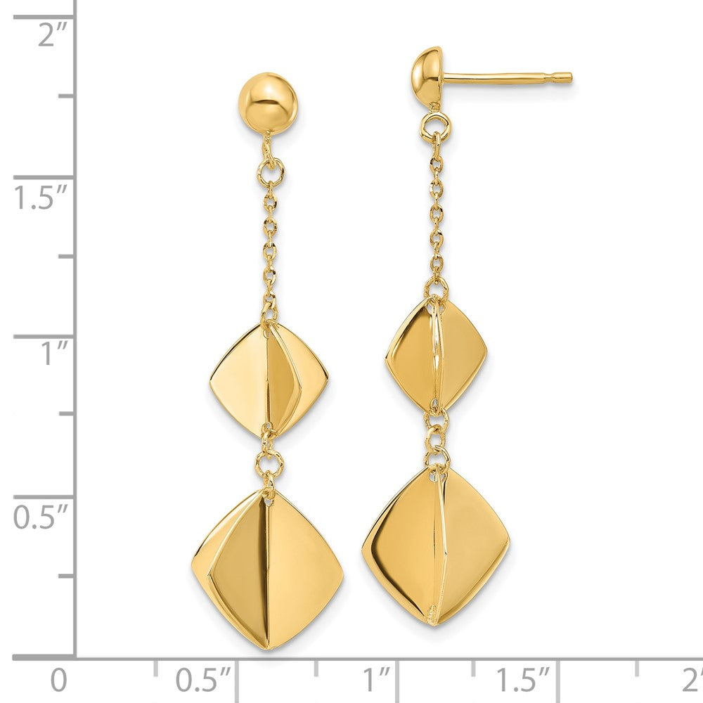 14k Yellow Gold Polished Fancy Dangle Earrings