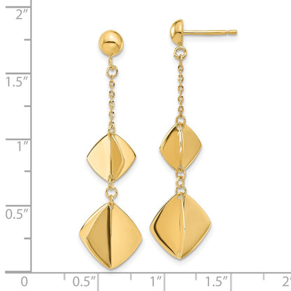 14k Yellow Gold Polished Fancy Dangle Earrings