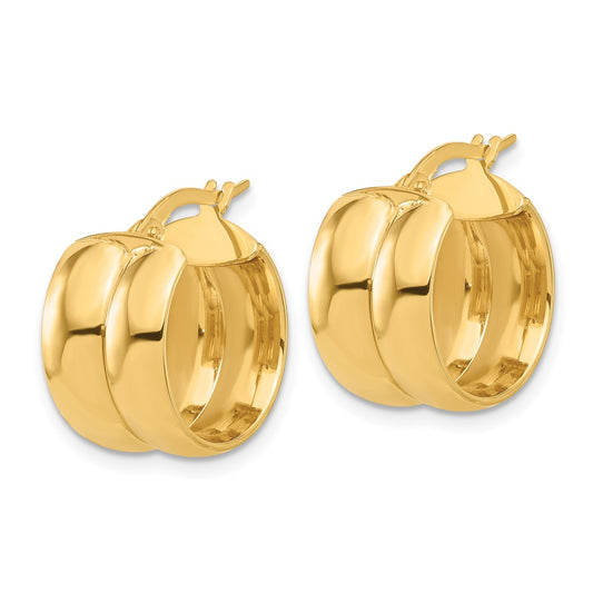 14k Yellow Gold Polished Huggie Hoop Earrings