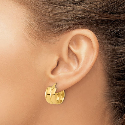 14k Yellow Gold Polished Huggie Hoop Earrings