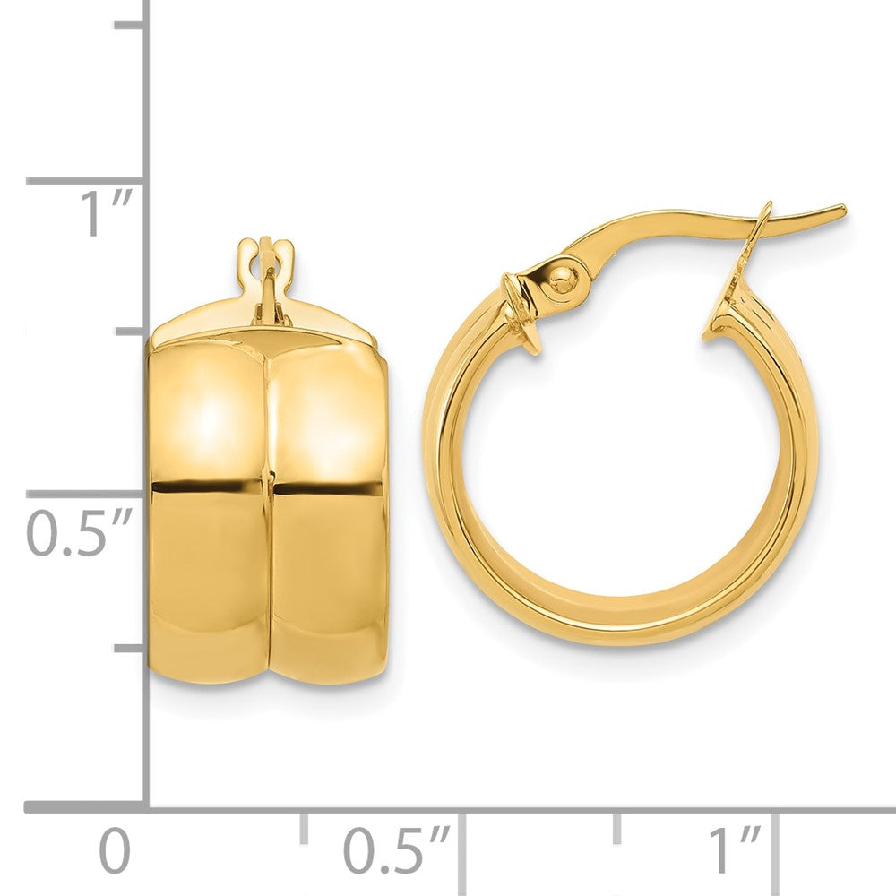 14k Yellow Gold Polished Huggie Hoop Earrings