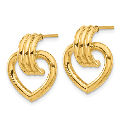 14k Yellow Gold Polished Heart Stud Earrings
