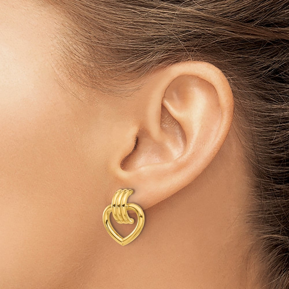 14k Yellow Gold Polished Heart Stud Earrings