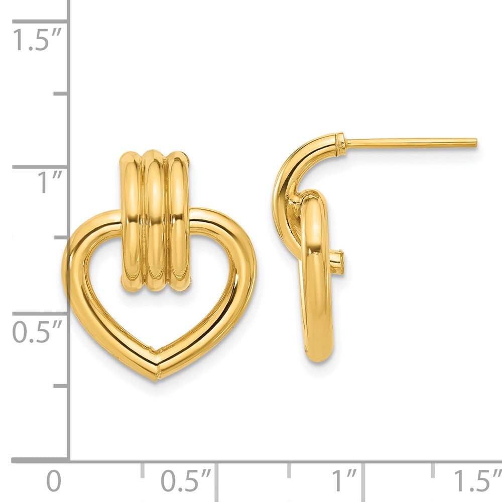14k Yellow Gold Polished Heart Stud Earrings