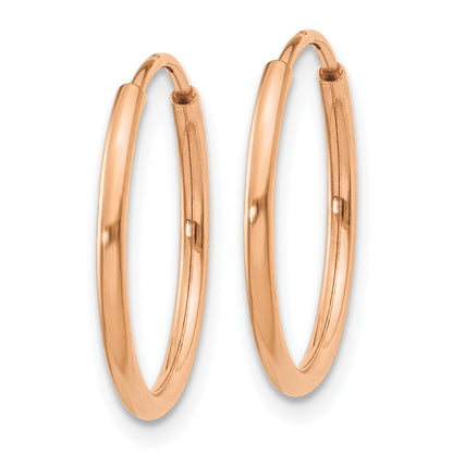 14k Rose Gold 1.00mm Polished Endless Hoop Earrings