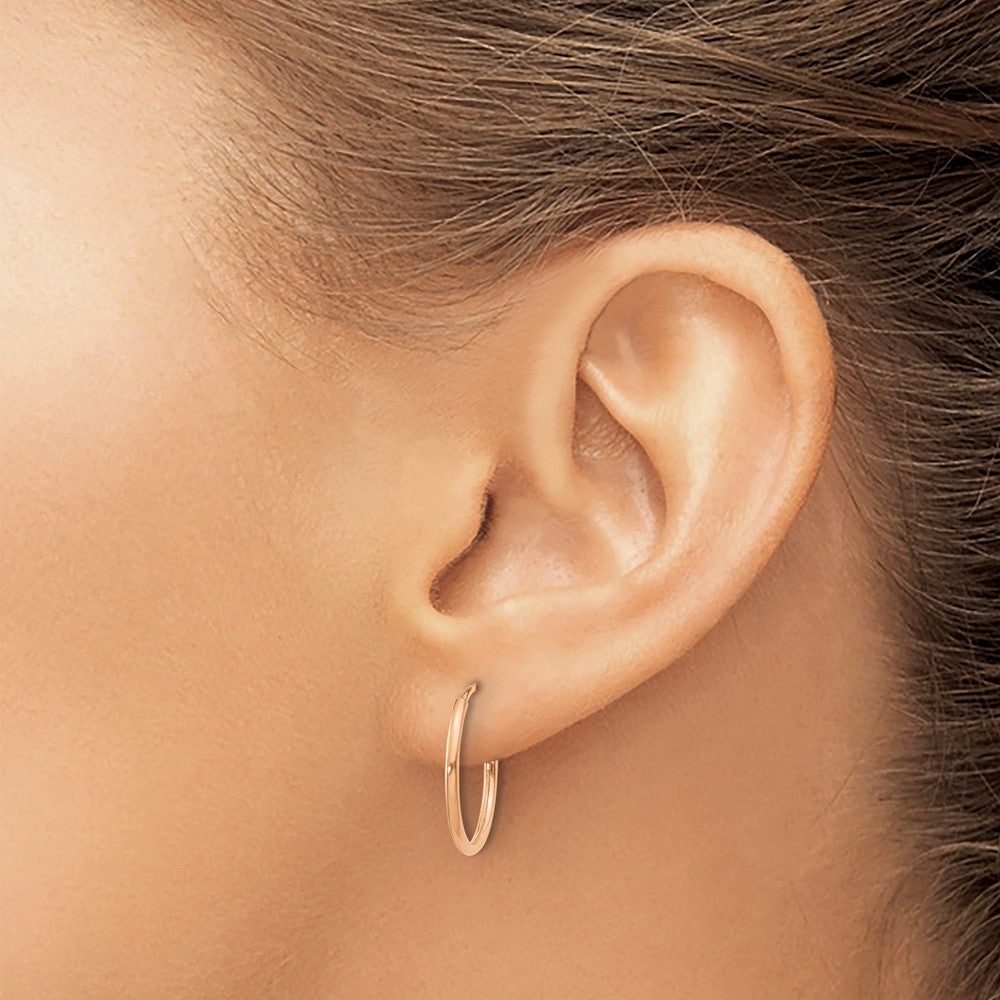 14k Rose Gold 1.00mm Polished Endless Hoop Earrings