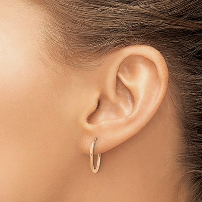 14k Rose Gold 1.00mm Polished Endless Hoop Earrings