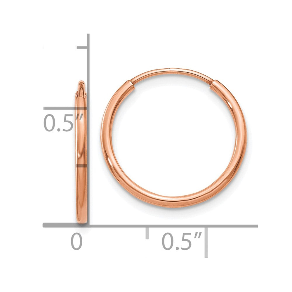 14k Rose Gold 1.00mm Polished Endless Hoop Earrings