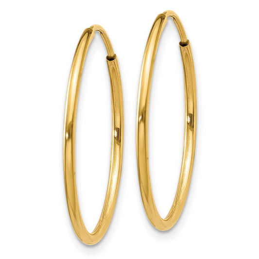 14k Yellow Gold 1.00mm Endless Hoop Earrings