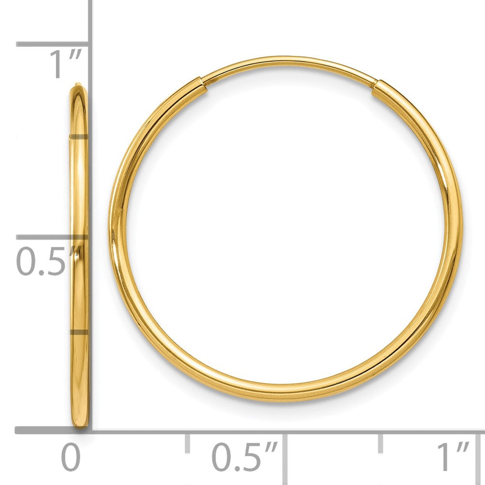 14k Yellow Gold 1.00mm Endless Hoop Earrings