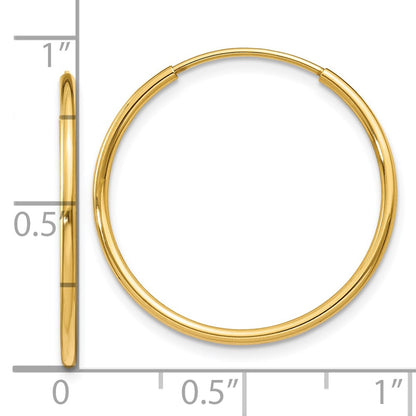 14k Yellow Gold 1.00mm Endless Hoop Earrings