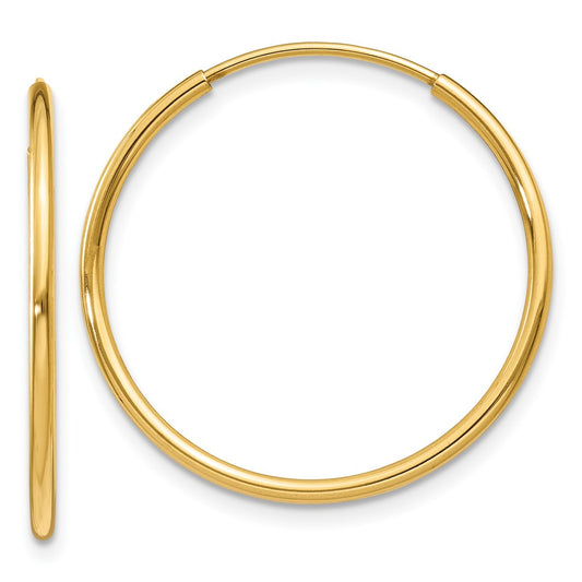 14k Yellow Gold 1.00mm Endless Hoop Earrings