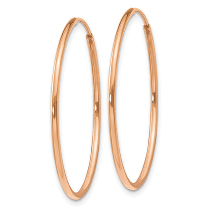 14k Rose Gold 1.0mm Polished Endless Hoop Earrings