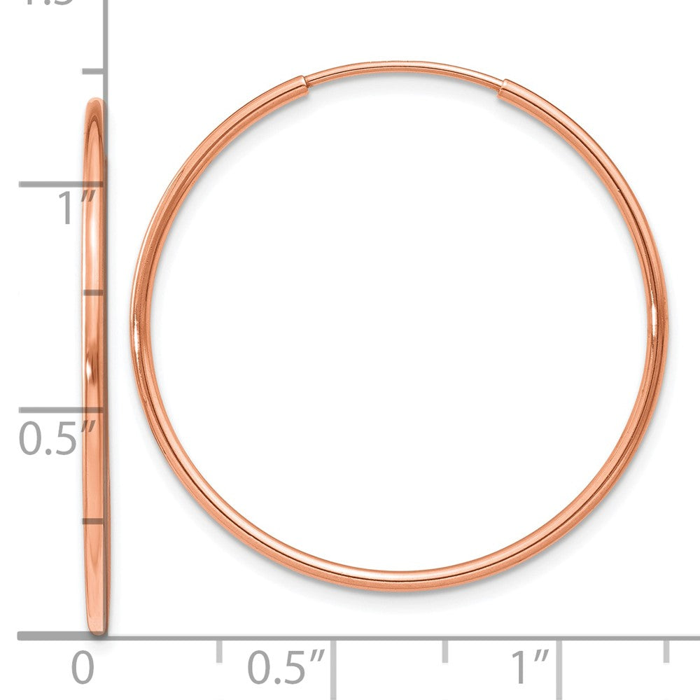 14k Rose Gold 1.0mm Polished Endless Hoop Earrings