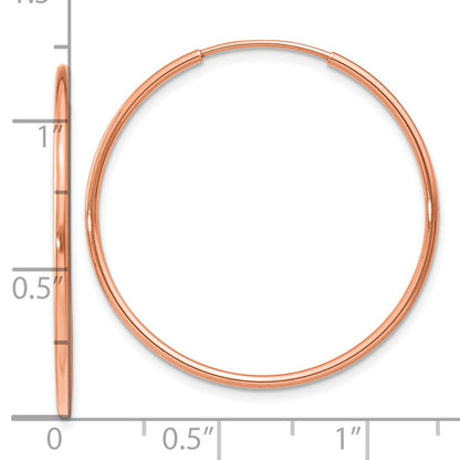 14k Rose Gold 1.0mm Polished Endless Hoop Earrings
